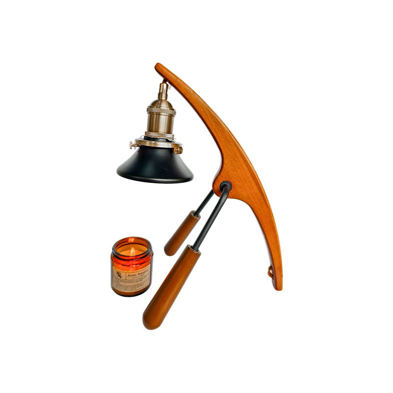 木製湾曲アーム付きキャンドルウォーマーランプ - アークグロー